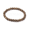 6.5mm Round Natural Wenge Wood Beaded Stretch Bracelets for Women BJEW-JB10426-1