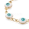 Enamel Oval with Evil Eye Link Chains Bracelet BJEW-P271-04G-02-2