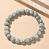 Natural Green Spot Jasper Bead Stretch Bracelets X-BJEW-K212-B-017-1