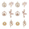 Cheriswelry 12Pcs 6 Style Brass Micro Pave Clear Cubic Zirconia Pendants KK-CW0001-04-8