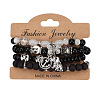 4Pcs Bohemian Style Alloy & Glass & Acrylic Charm Bracelets Set WG8E884-02-2