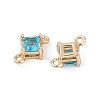 Brass Pave Glass Rhombus Links Connector Charms GLAA-Q088-001C-2