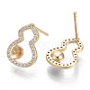 Brass Micro Pave Clear Cubic Zirconia Stud Earring Findings KK-N232-05-NF-3