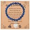 Olycraft Natural Lapis Lazuli Round Beaded Stretch Bracelet with Alloy Heart Charm BJEW-OC0001-09D-1