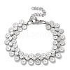 304 Stainless Steel Flower Link Chain Bracelets for Women BJEW-F488-21P-03-4