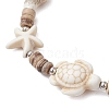 Ocean Theme Starfish Turtle Synthetic Turquoise & Coconut Braided Bead Bracelet Sets BJEW-JB11460-02-3