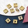 Brass Rhinestone Spacer Beads RB-A013-6x6-01G-3