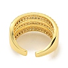 Rack Plating Five Row Brass Micro Pave Cubic Zirconia Open Cuff Ring RJEW-C082-14G-3