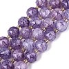 Ombre Effect Dyed Transparent Crackle Glass Beads Strands GLAA-Q111-10MM-03-2