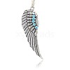 Antique Silver Plated Alloy Wing Big Pendants ALRI-N019-03-1