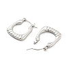 Non-Tarnish Texture Rectangle 304 Stainless Steel Hoop Earrings for Women EJEW-C067-08P-2