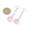 ABS Plastic Imitation Pearl Beads & Resin Peach Dangle Earrings EJEW-JE05834-4