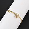 Brass Micro Pave Clear Cubic Zirconia Link Bracelets BJEW-U020-18G-2