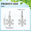 6Pcs 925 Sterling Silver Micro Pave Clear Cubic Zirconia Snowflake Charms PALLOY-WR00007-2