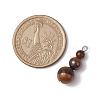 Natural Tiger Eye Round Beaded Pendants PALLOY-JF02867-01-2