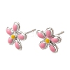 Rack Plating Flower Brass Stud Earrings EJEW-H016-42P-3