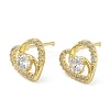 Cubic Zirconia Heart Stud Earrings EJEW-G353-05G-1