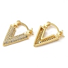 Triangle Brass Hoop Earrings with Clear Cubic Zirconia EJEW-Q791-03G-2