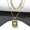 304 Stainless Steel Enamel Sun Eye Pendant Double Layer Necklaces for Women STAS-Z105-04G-3