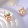 Pearl Earrings Gray Round Ball Hoop Dangle Earrings Stud Elegant Shell Pearl Drop Stud Imitation Freshwater Cultured Pearls Earrings Brass Charms Jewelry Gift for Women JE1096B-3