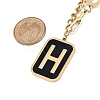 Ion Plating(IP) 304 Stainless Steel Black Enamel H Rectangle Pendant Twisted Chain Necklaces for Women NJEW-M078-01G-4