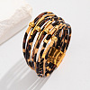 Leopard Print Pattern PU Leather Cord Multi-strand Bracelets for Women XT9904-4