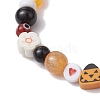 3Pcs 3 Styles Halloween Theme Resin & Polymer Clay & Glass Beaded Stretch Bracelets BJEW-JB10876-5