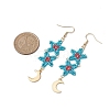Star Glass Seed Beaded Dangle Earrings for Women EJEW-MZ00206-01-3