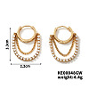 French Style Chain Charm Tassel Brass Cubic Zirconia Hoop Earrings VX4548-2-2