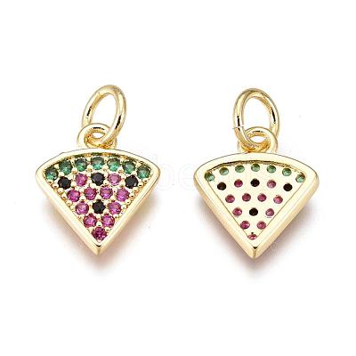 Brass Micro Pave Cubic Zirconia Charms X-ZIRC-L093-26G-1