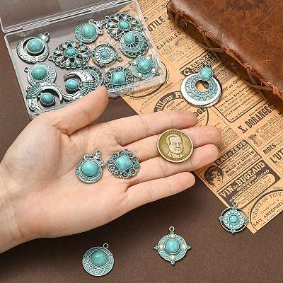 20Pcs 10 Styles Bohemia Styles Alloy & Acrylic Pendants FIND-CJ0005-70-1