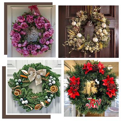 6Pcs Unfinished Wooden Hanging Wreath Frame WOCR-WR0001-02-1