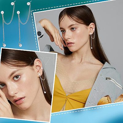 36Pcs 6 Colors Acrylic Pearl Beaded Cuff Earrings EJEW-UN0002-15-1