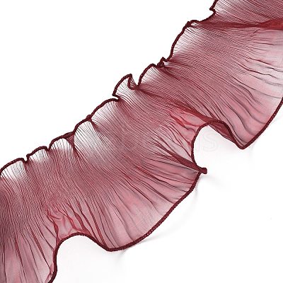 Polyester Pleated Lace Trim Ribbon OCOR-WH0079-45B-1