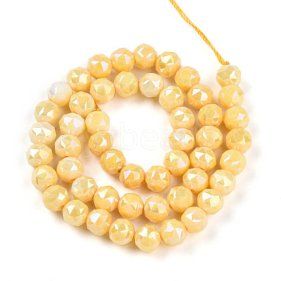 Anti-Tarnish Electroplate Glass Beads Strands X-GLAA-N010-8mm-06-1