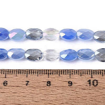 Electroplate Imitation Jade & Opaque & Transparent Glass Beads Strands EGLA-Q135-6x8MM-01G-1