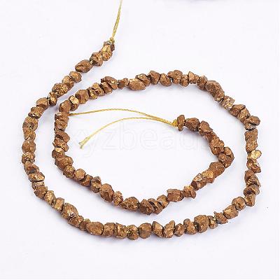 Electroplated Natural Pyrite Bead Strands G-G673-03B-1