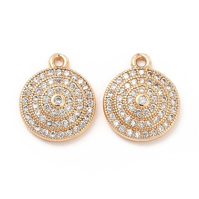 Brass Micro Pave Clear Cubic Zirconia Pendants KK-E071-16KCG-1