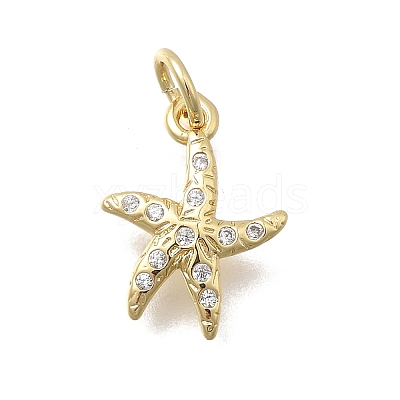 Brass Micro Pave Clear Cubic Zirconia Charms KK-D431-053C-G-1
