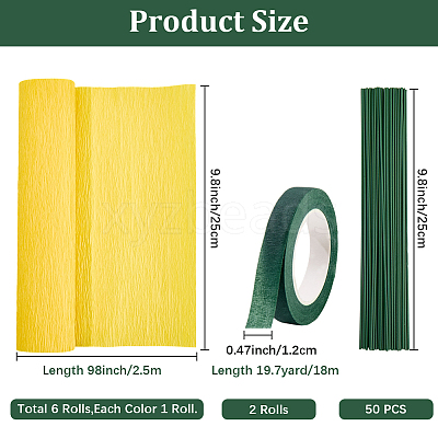 6 Rolls 6 Colors Handmade Crepe Paper DIY-CP0012-89E-1