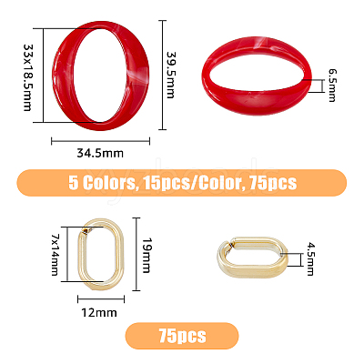 75Pcs Acrylic Imitation Gemstone Style Linking Rings OACR-FH0001-046-1