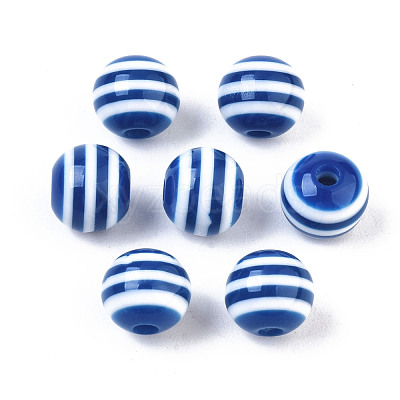 Round Striped Resin Beads RESI-R158-8mm-12-1