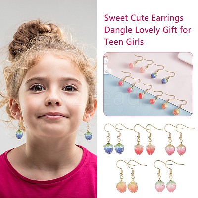 3D Resin Flower Dangle Earrings EJEW-SW00019-05-1