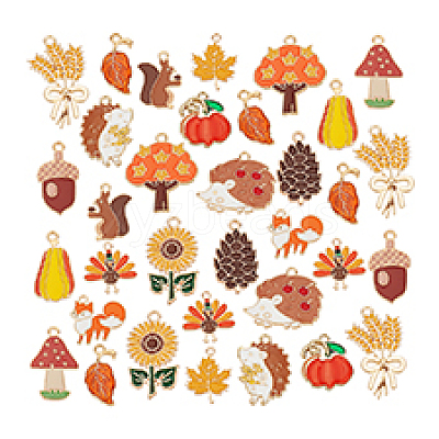 60Pcs 15 Styles Thanksgiving Day Alloy Enamel Pendants ENAM-PH0002-88-1