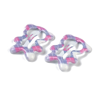 10Pcs 5 Colors Tartan Pattern Epoxy Resin Snap Hair Clip PHAR-P009-01I-1