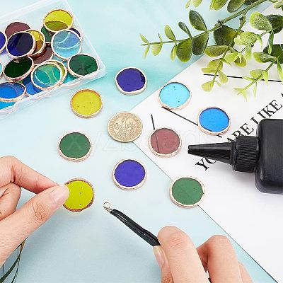 36Pcs 6 Colors Colored Glass Mosaic Tiles DIY-OC0009-46-1