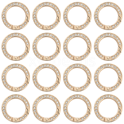 16Pcs Alloy Rhinestone Spring Gate Rings FIND-SP0004-52D-1