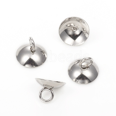 201 Stainless Steel Bead Cap Pendant Bails STAS-G224-24P-01-1