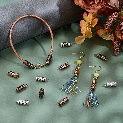 200Pcs 4 Colors Tibetan Style Cord Ends FIND-PH0061-92-1