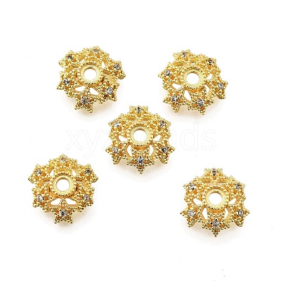 Star Brass Micro Pave Cubic Zirconia Bead Caps KK-K300-05C-G-1